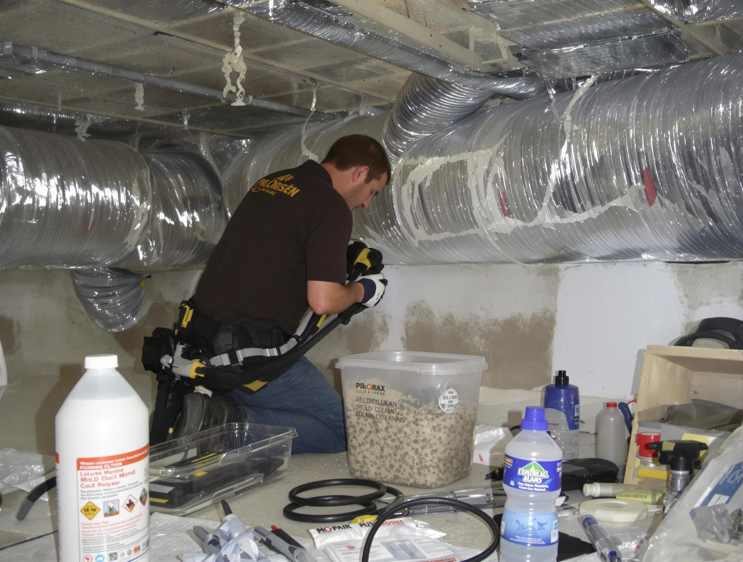 Bon Air Air Duct Cleaning specialist performing professional mold removal from air ducts in Bon Air