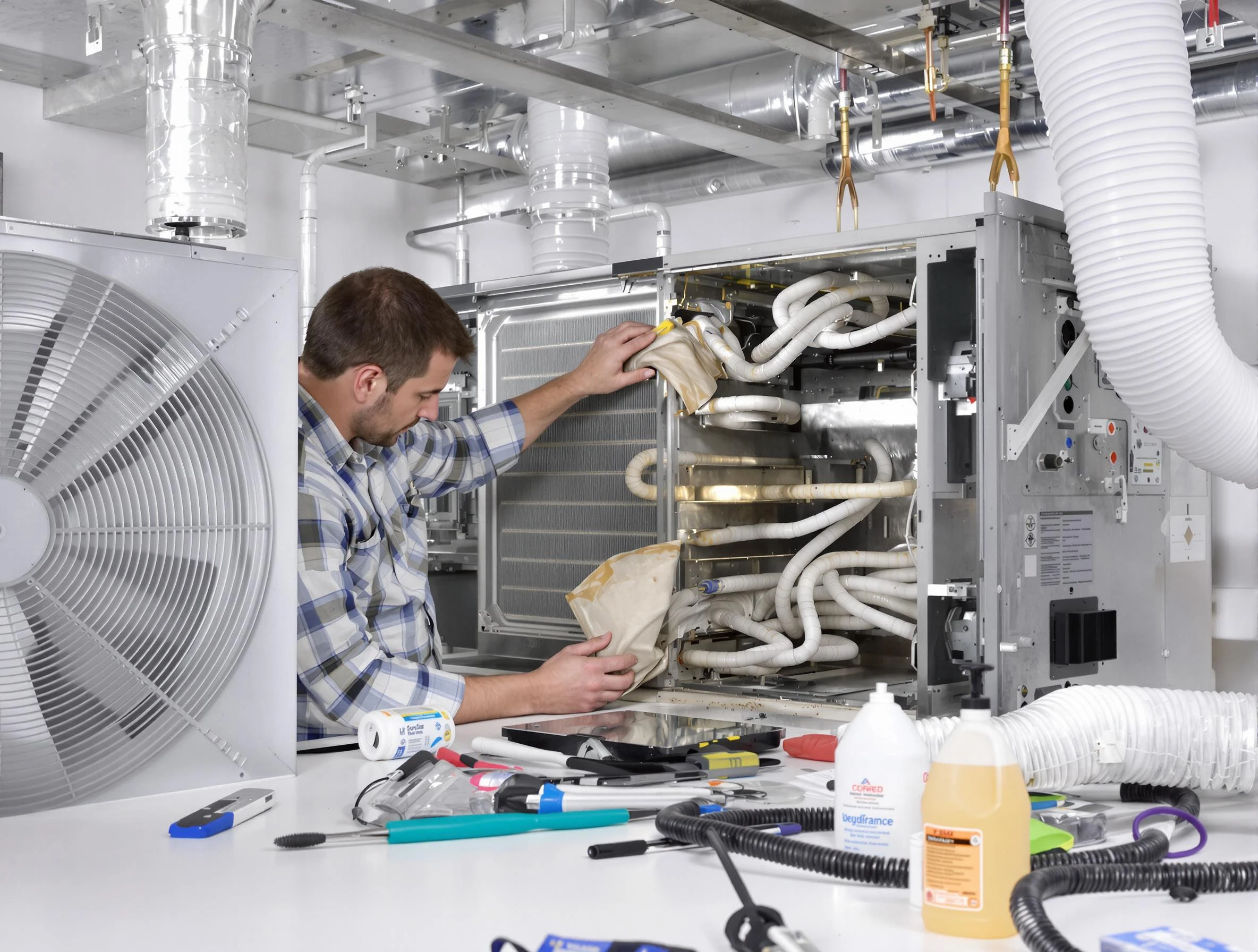 Bon Air Air Duct Cleaning specialist performing precision AC coil cleaning in Bon Air